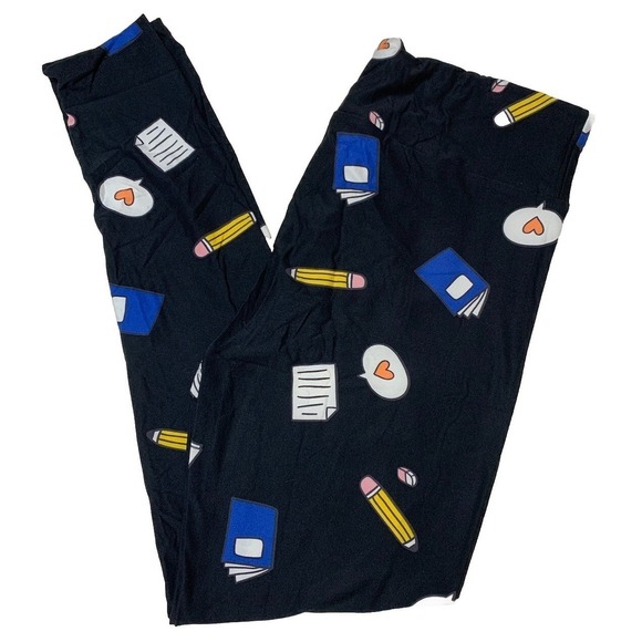 LuLaRoe Pants - LuLaRoe Womens Leggings Size TC Black School Pencils Books Teacher Student NWT